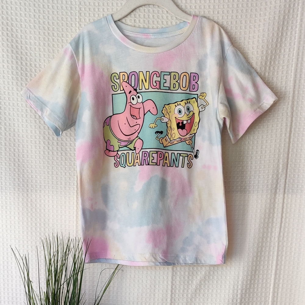Nickelodeon SpongeBob SquarePants Pastel Tie Dye Girls T-shirt Size Small